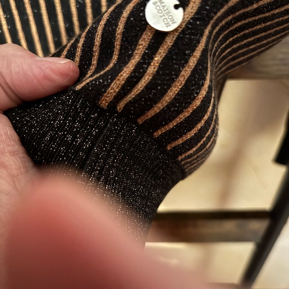 Scotch & Soda Voila Black and Tan Striped Crewneck Sweater Size S - Picture 4 of 5